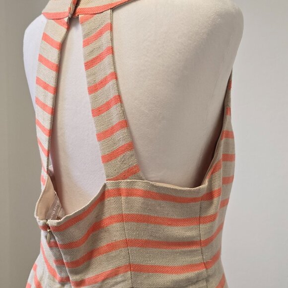 Banana Republic Coral Tan Linen Blend Striped Dress 12 - Picture 9 of 10
